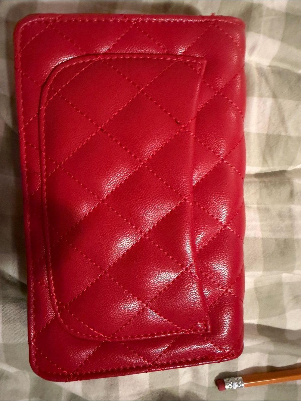 Red Quilted Chain Wallet - Picture 2 of 3